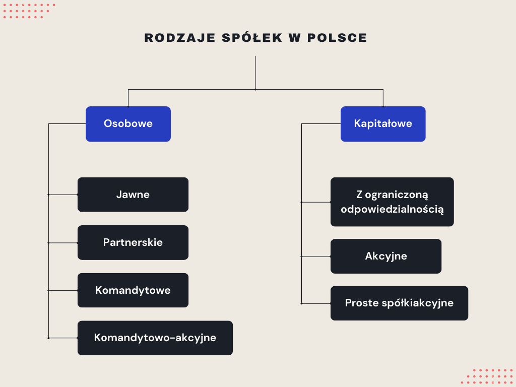 Rodzaje spółek w Polsce - infografika